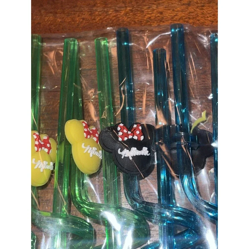 Minnie Mouse Ears Spiral Drinking Reusable Crazy Straws 25 ct